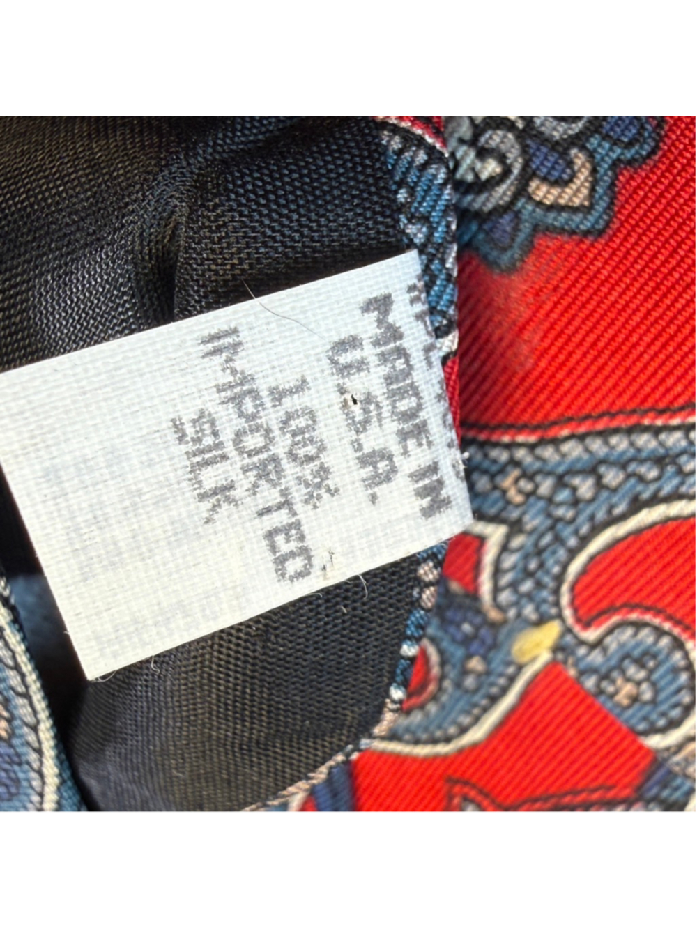 Wembley Paisley Silk Necktie Red Blue Gray Classic Mens Tie Made in Korea - Picture 5 of 6